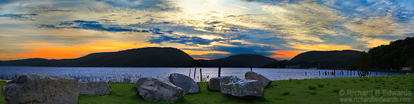 Panorama of Sunset over Hudson River at Sunset