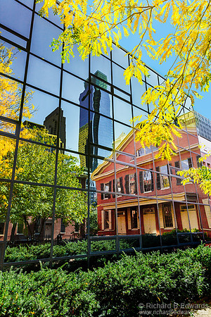 Friends Meeting House and Philadelphia Skyscrapers Reflected