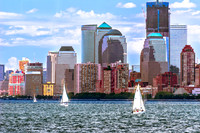 Lower Manhattan with Sailboats from New York Bay