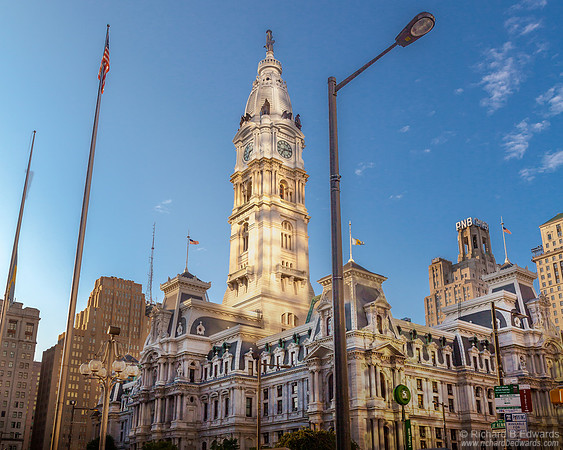 Philadelphia City Hall with Flag Poles